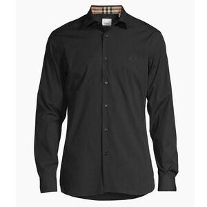 Burberry London England Mens Black Button Down Shirt Nova Check XL